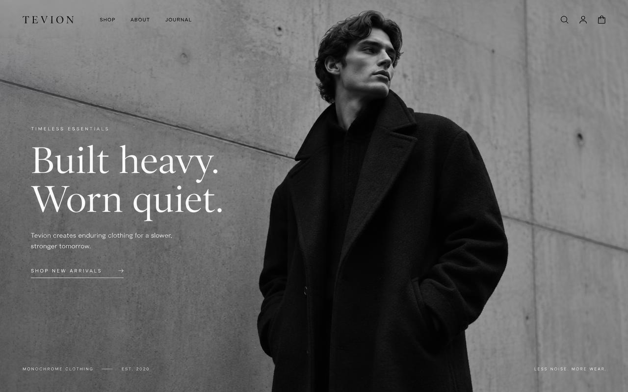 Tevion-Clothing website preview